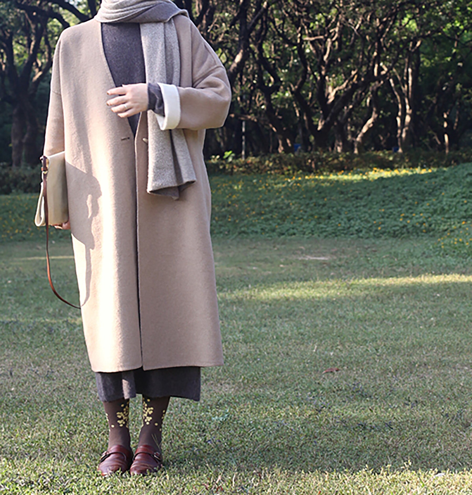 edoa Two-tone Double-faced Wool Coat