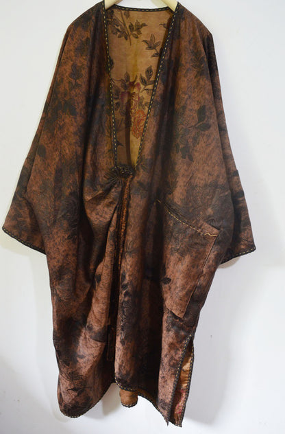 edoa Reversible Mud Silk Song Brocade Coat