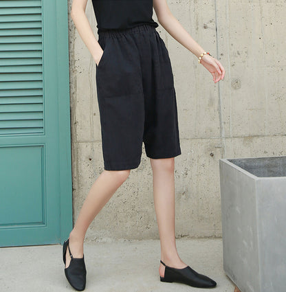 edoa Loose Drop Crotch Linen Harem Pants