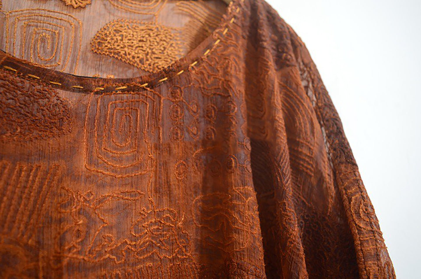 Super Loose Embroidered Mud Silk Chiffon Over Dress dr0134 X286