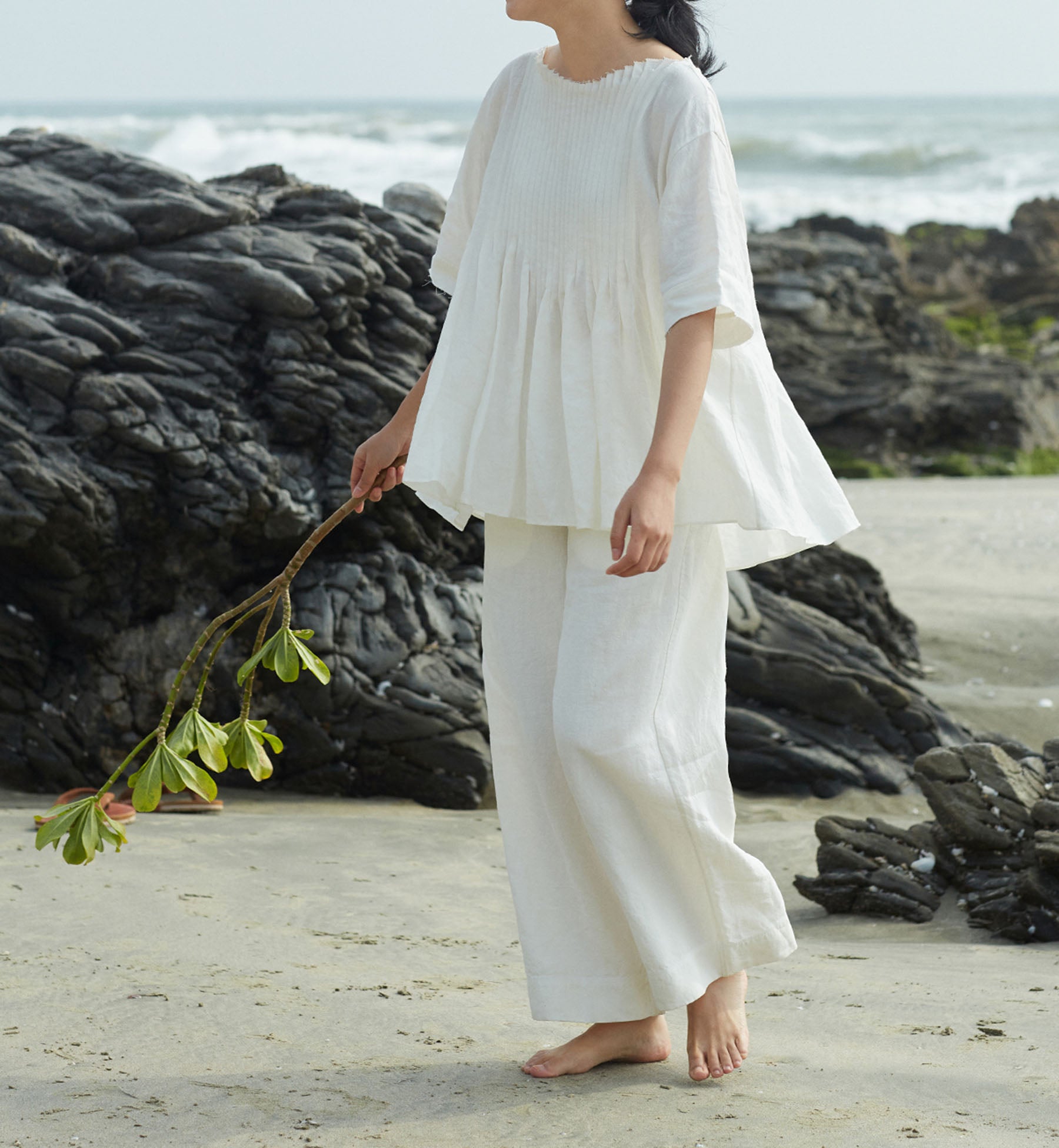 edoa Wide Leg Linen Trousers