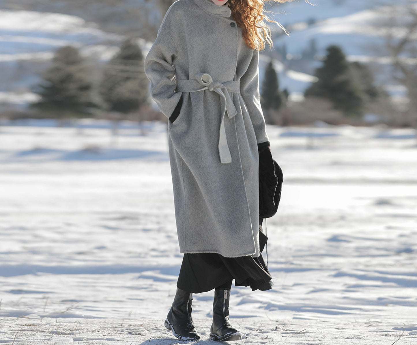 edoa Two-tone Double Faced Wool Coat