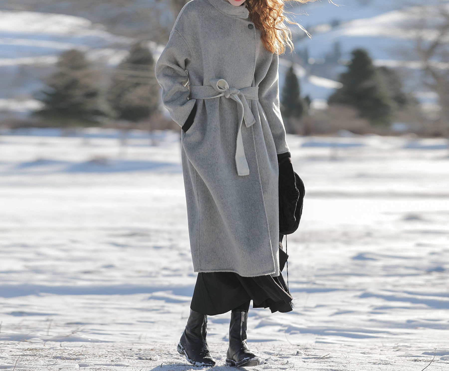 edoa Two-tone Double Faced Wool Coat