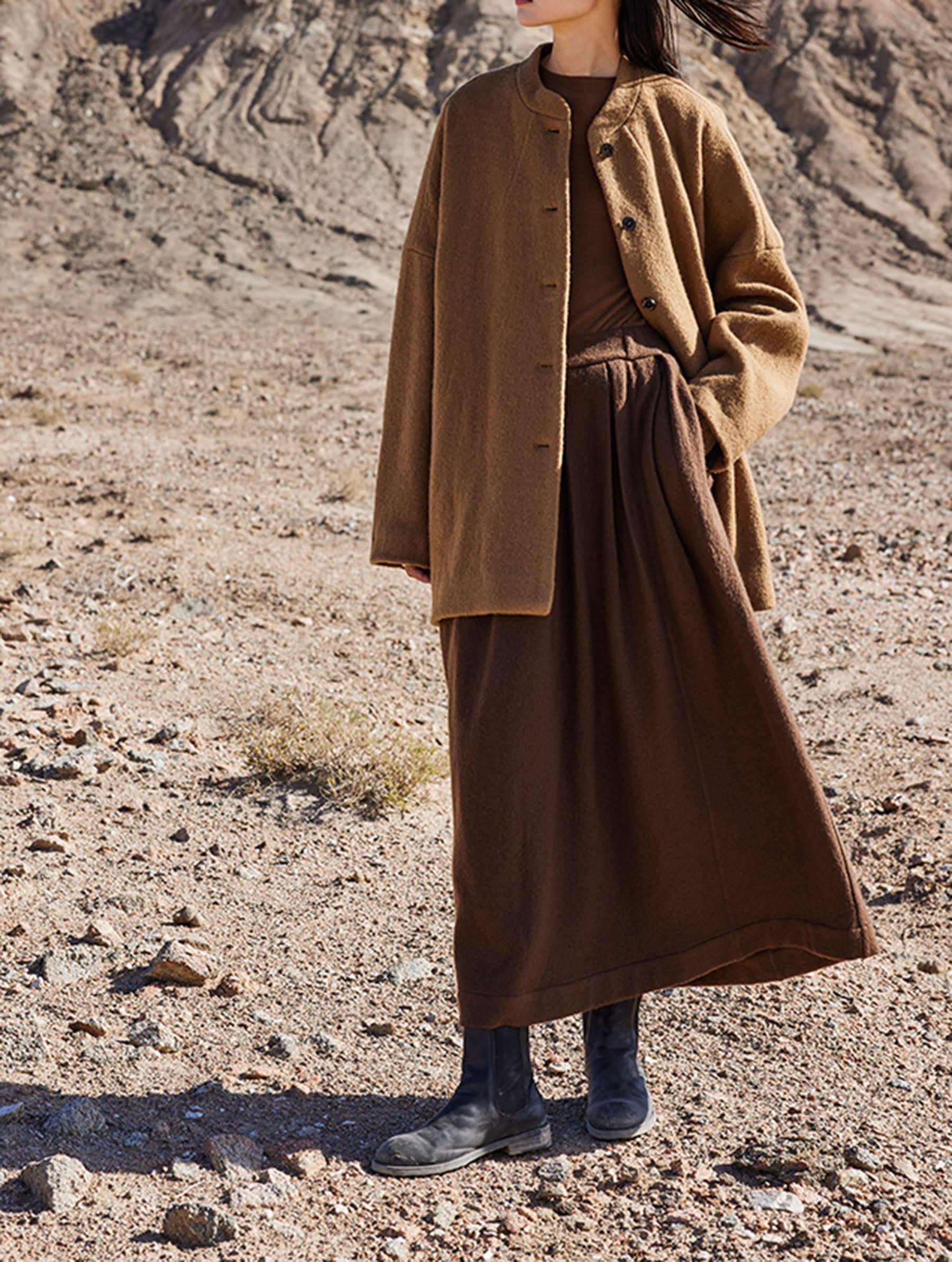 edoa Winter Boiled Wool Oversized Jacket