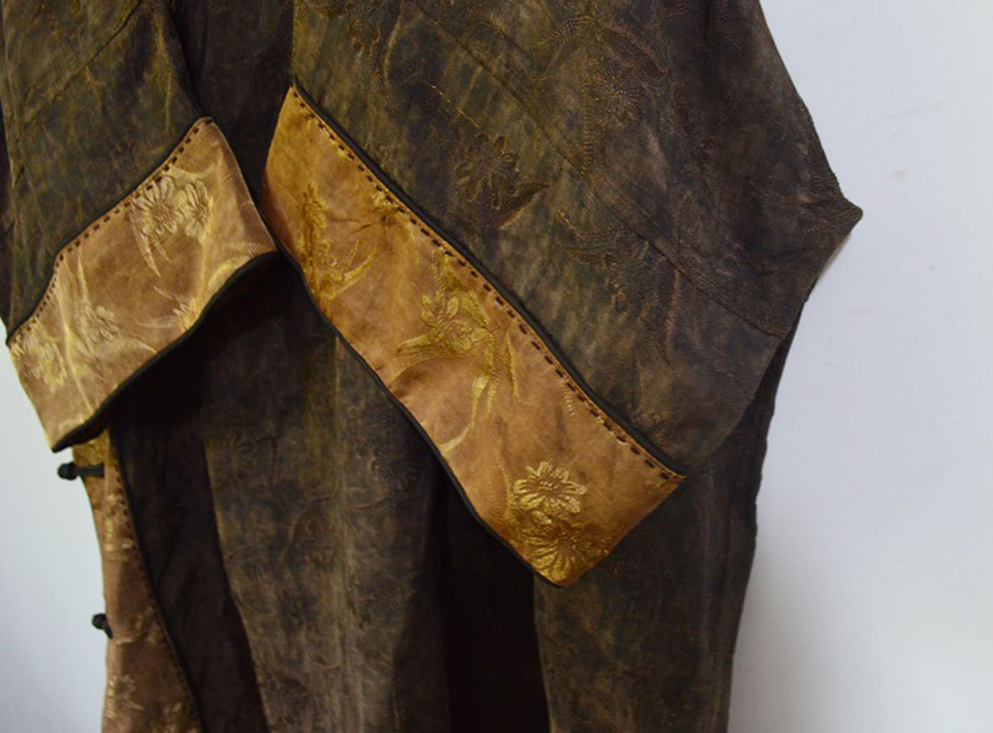 Oversized Mud Silk Linen Blend Jacquard Qipao dr0140 A872