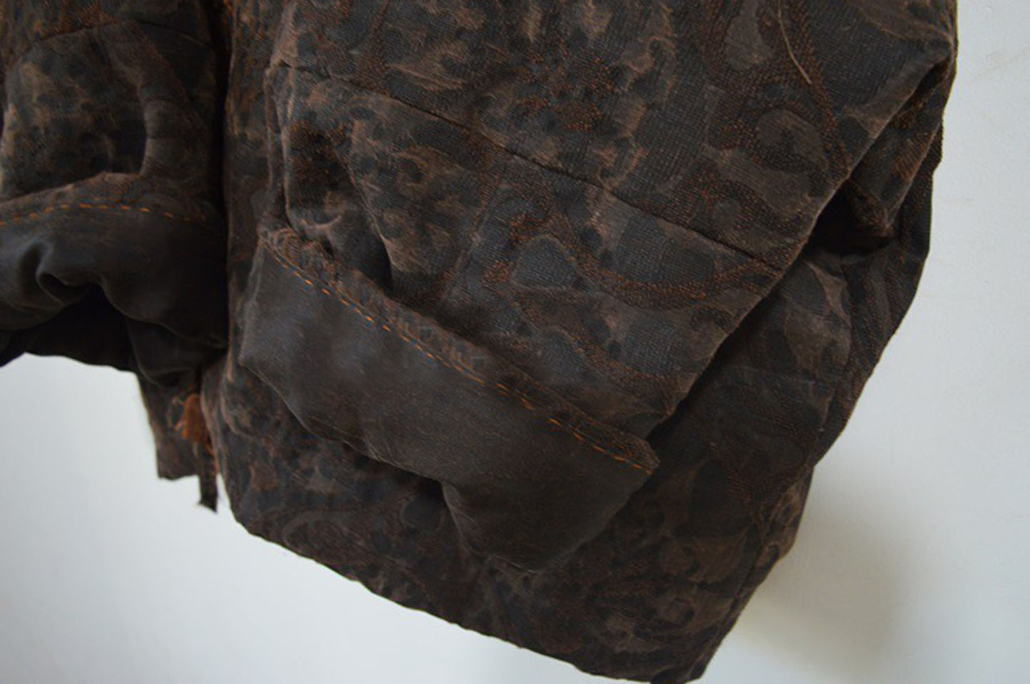 Mud Tussah Silk Jacquard Goose Down Chinese Coat co0187 X035