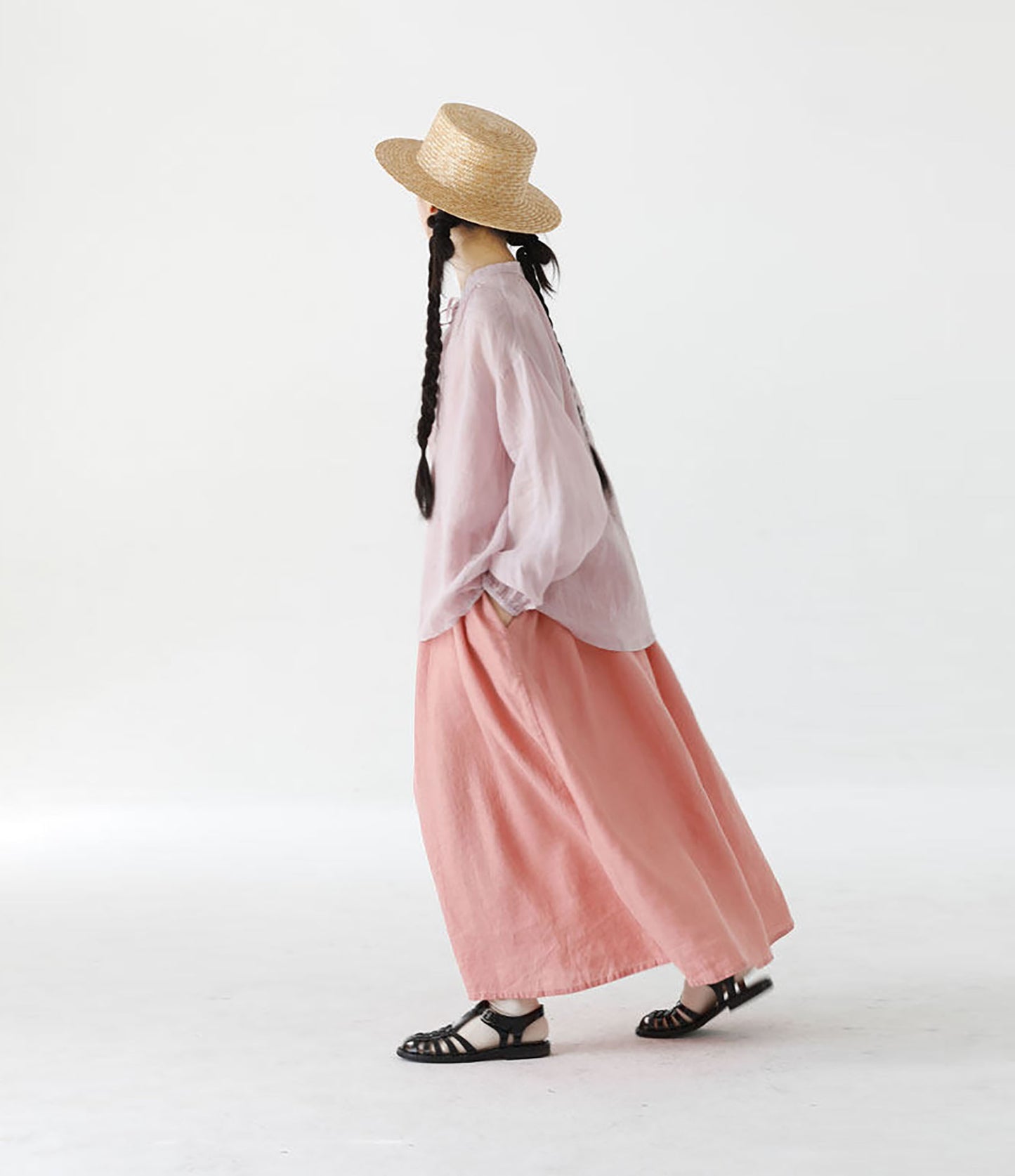 edoa High Counted Ramie Long Sleeves Blouse