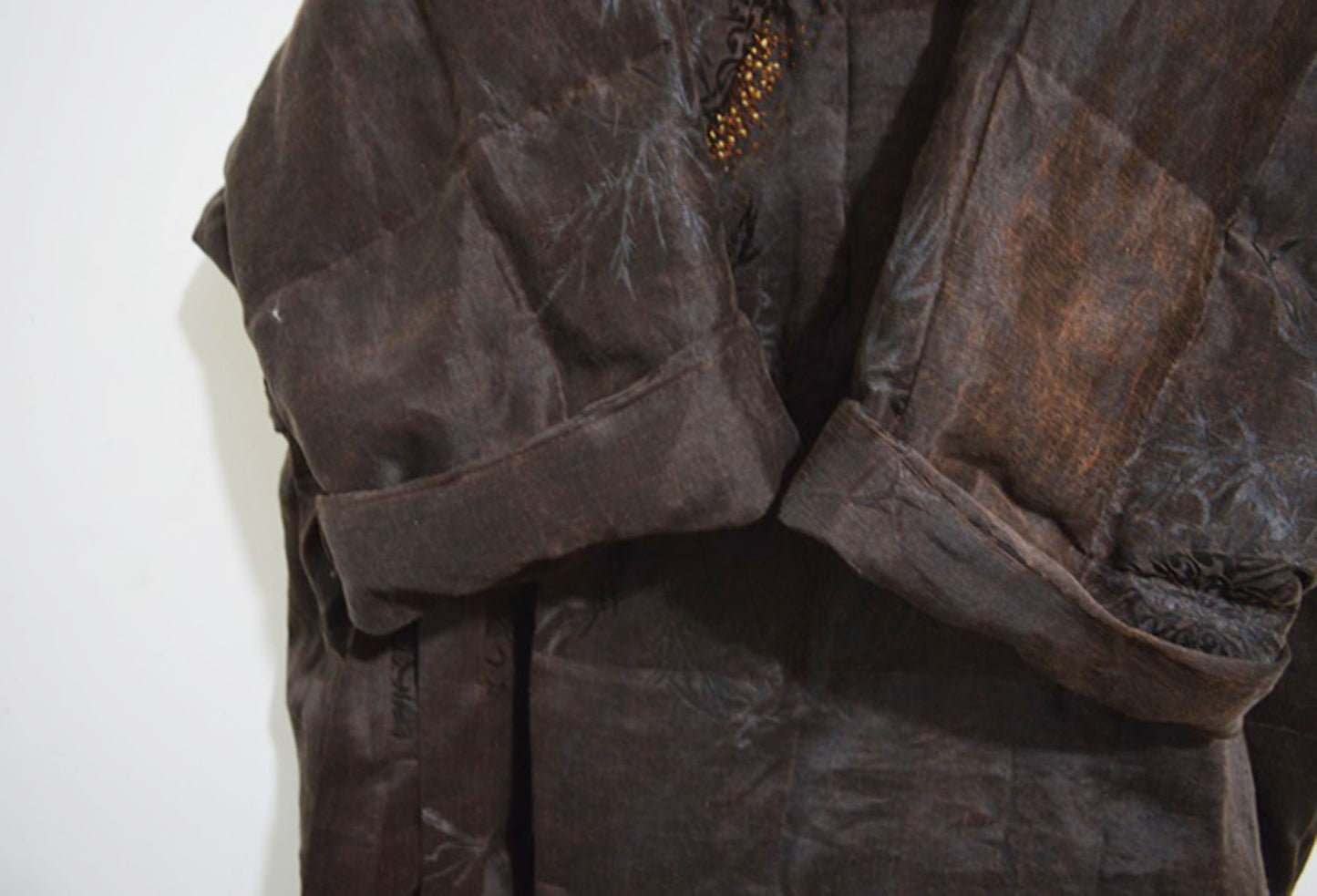 Mud Silk Linen Jacquard Goose Down Hanfu Coat co0185 X015