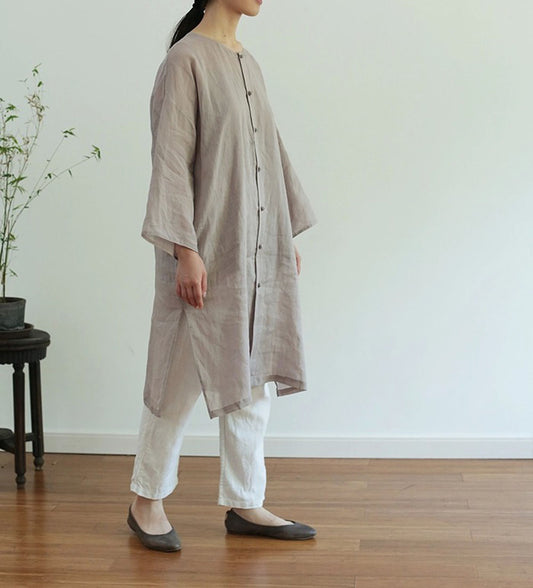 edoa Minimalist Super Thin Ramie Linen Top