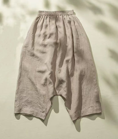 edoa Loose Drop Crotch Linen Harem Pants