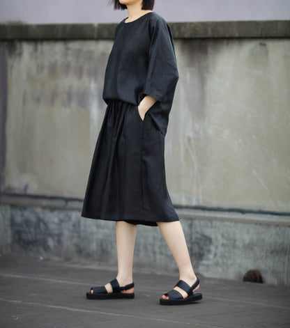 edoa Reversible V-neck Mud Silk Top 