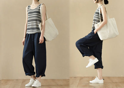 edoa Relaxed Tapered Boyfriend French Linen Pants