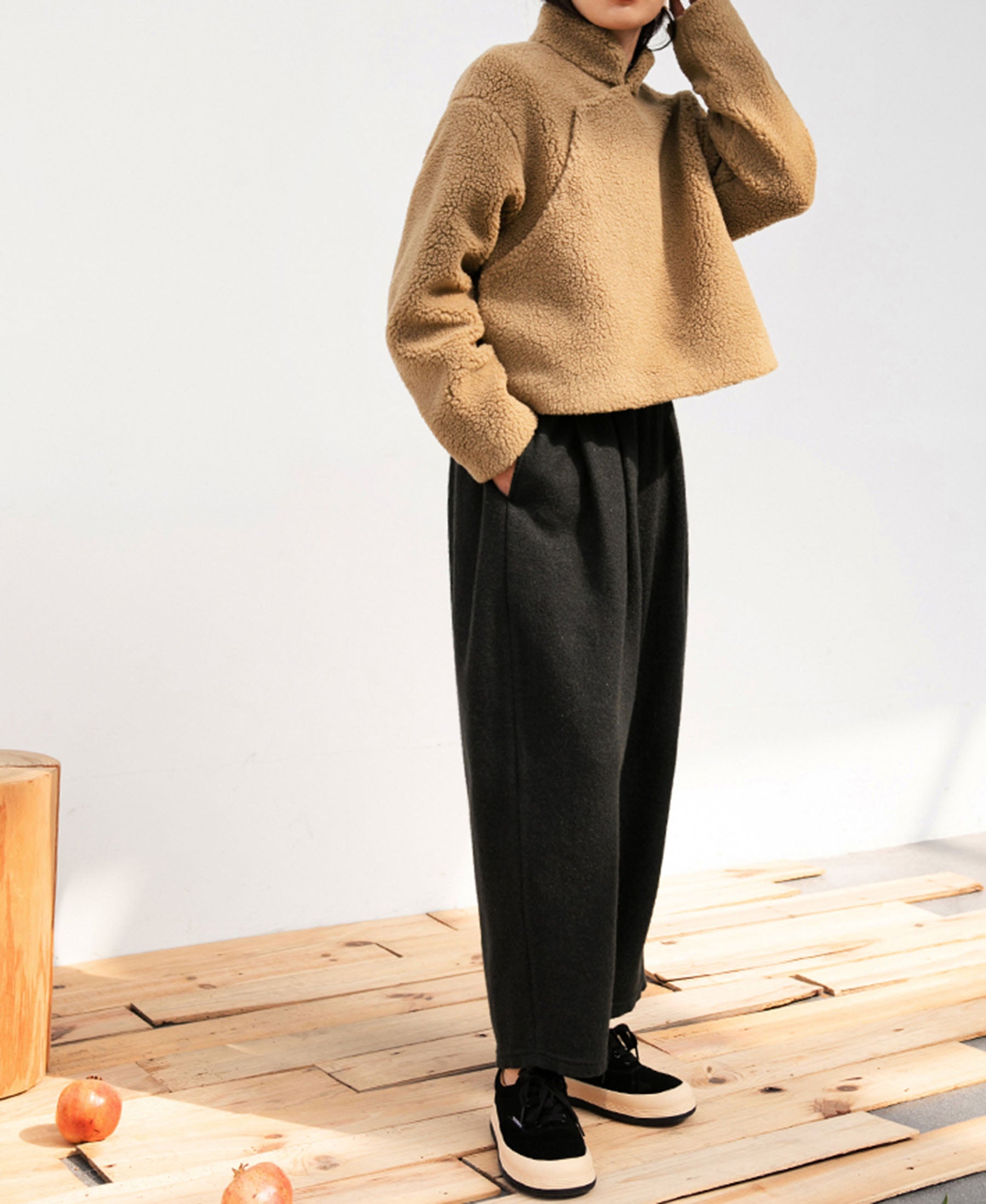 edoa Sherpa Fleece Short Chinese Style Coat 