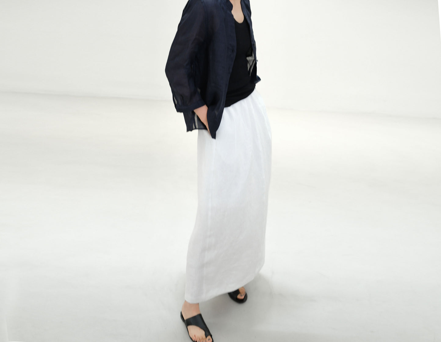 edoa Flax Linen Bud Skirt with pocket