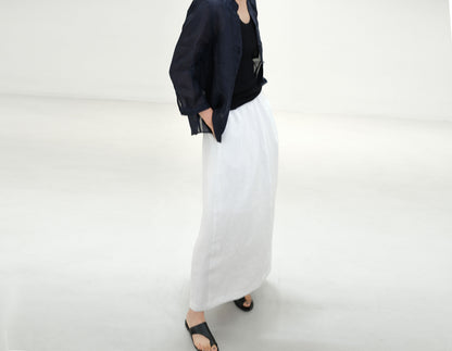 edoa Flax Linen Bud Skirt with pocket