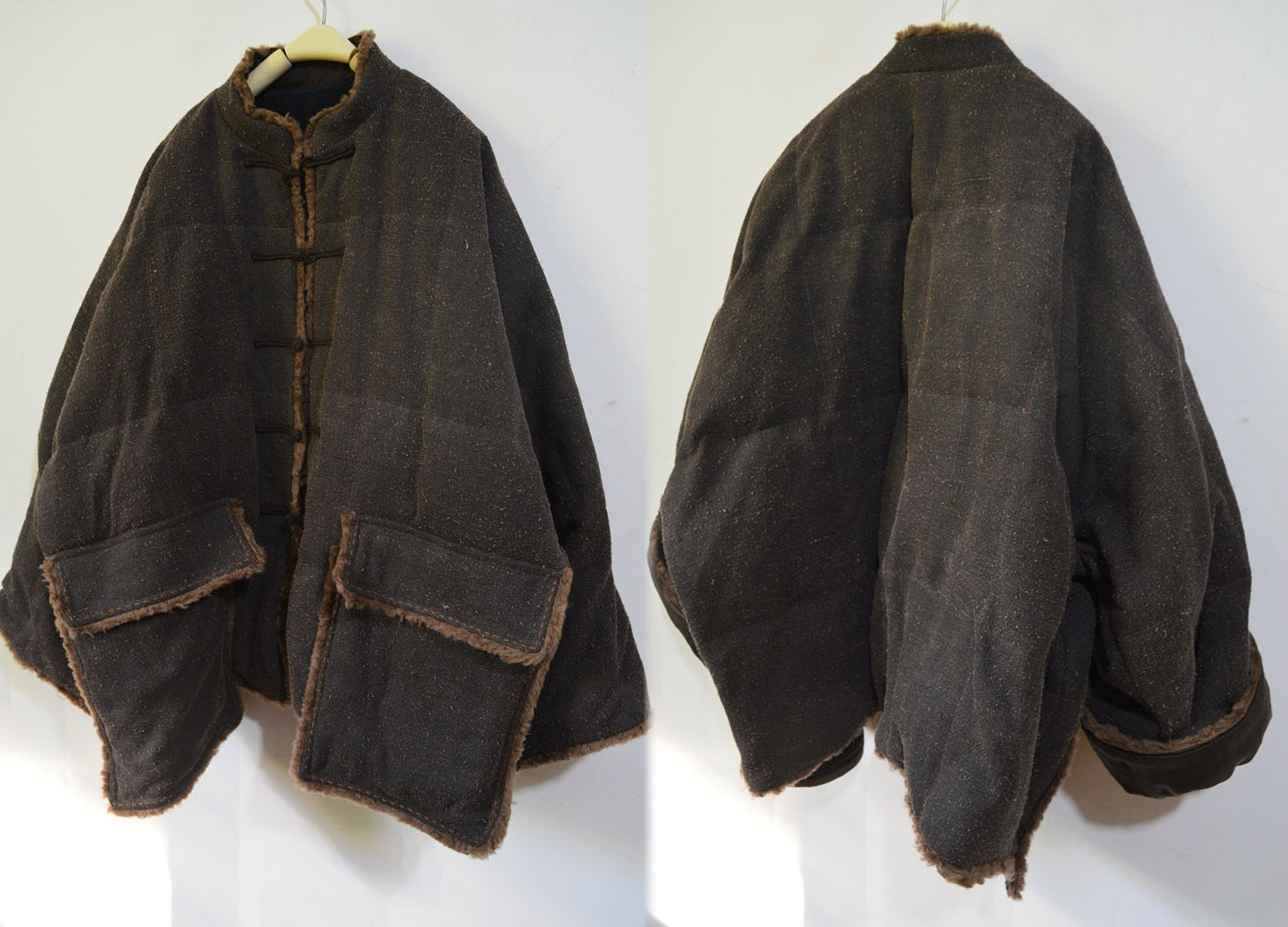 edoa Mud Tussah Silk Goose Down Chinese Coat 