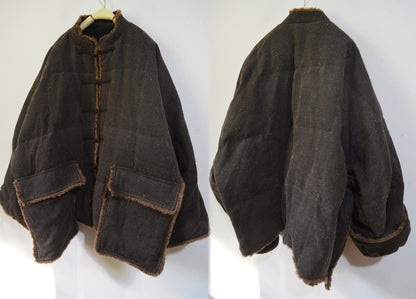 edoa Mud Tussah Silk Goose Down Chinese Coat 