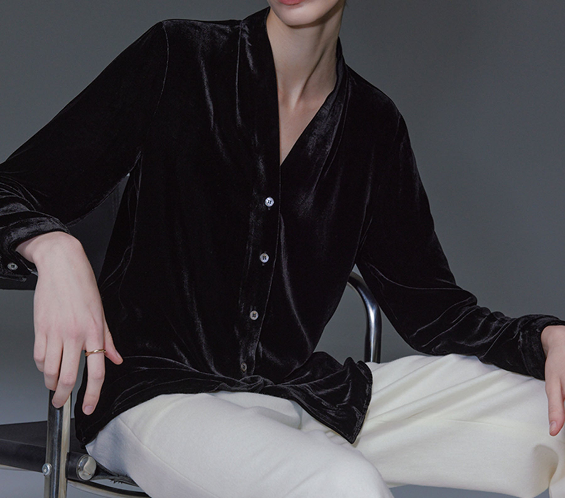 edoa Silk Velvet Spring Blouse