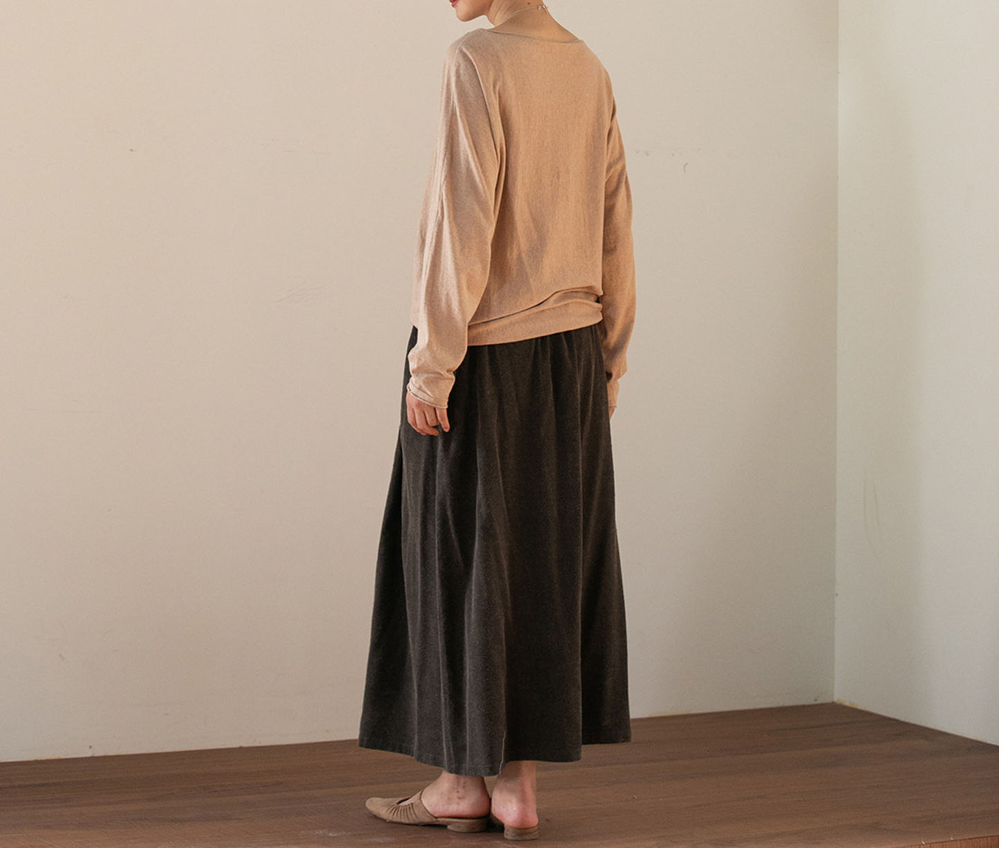 edoa Hand Loomed Mud Tussah Silk A-line Skirt 