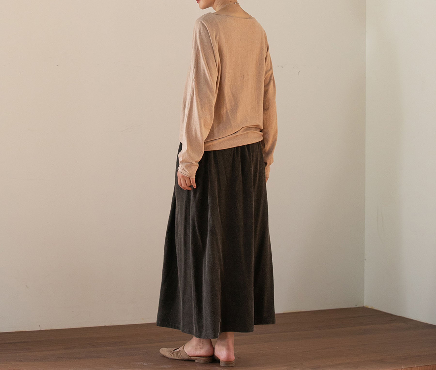 edoa Hand Loomed Mud Tussah Silk A-line Skirt 