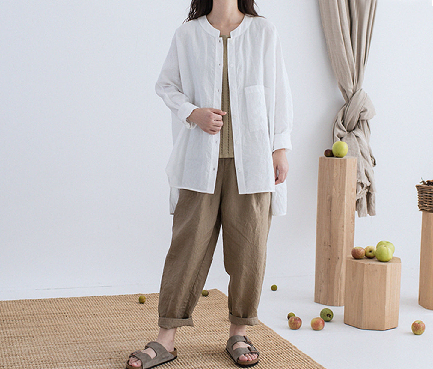 edoa High Count Washed Linen Artist Shirt