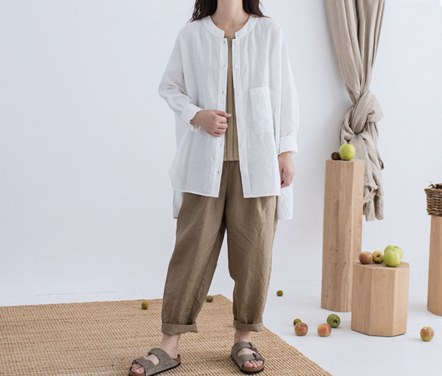 edoa High Count Washed Linen Artist Shirt