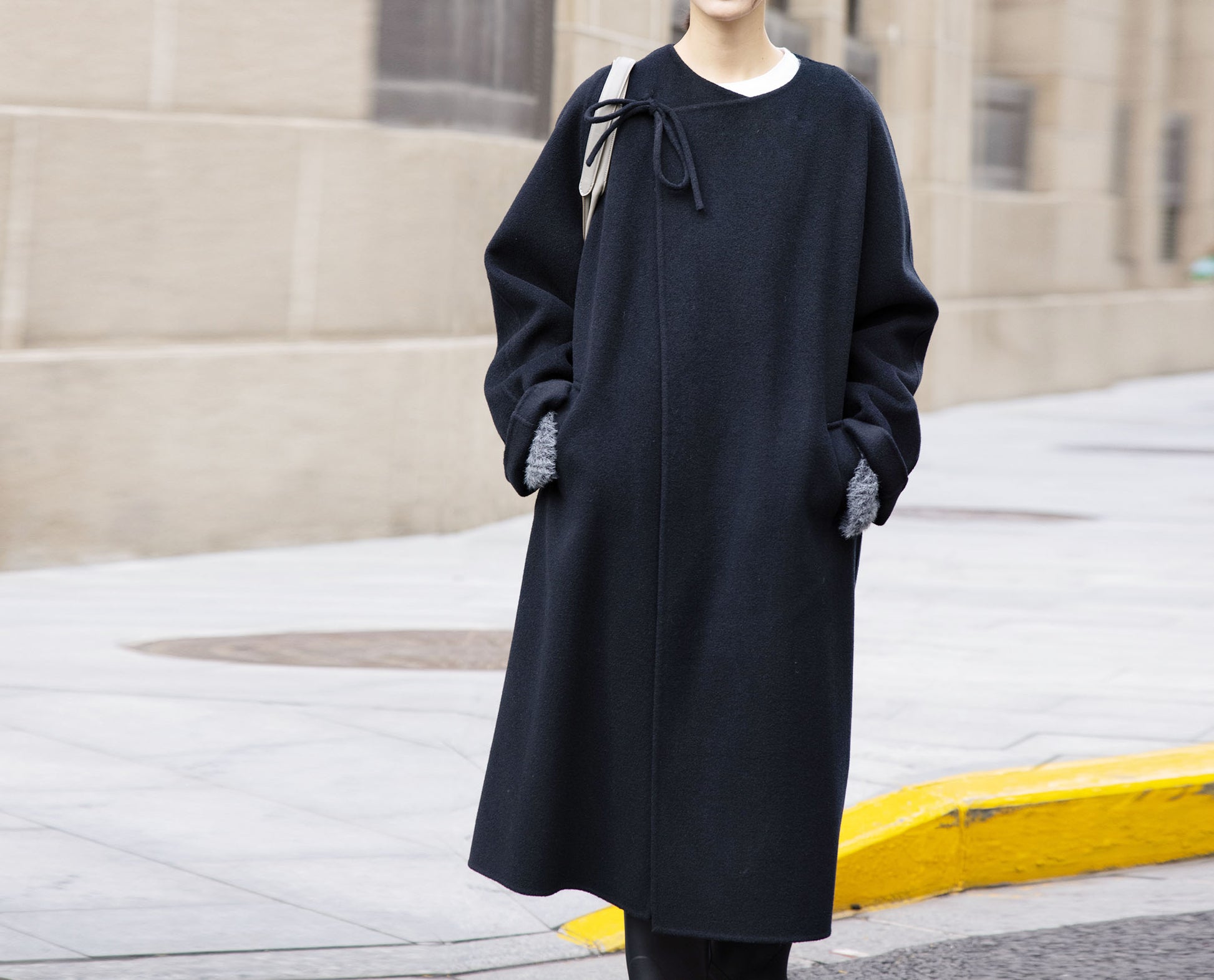 edoa Double Face Wool Tie Coat 
