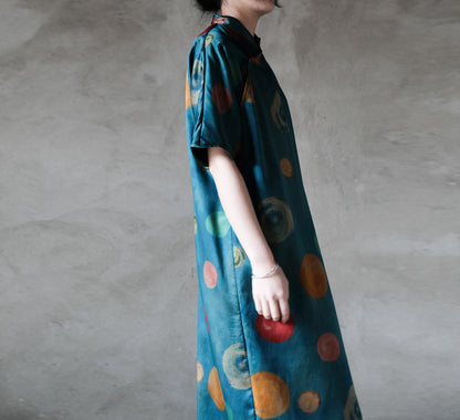 Heavy Weight Printed Charmeuse Mud Silk Satin Modified Qipao Dress