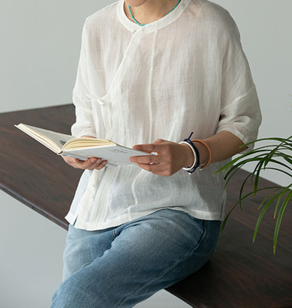 edoa Simple White Ramie Blouse