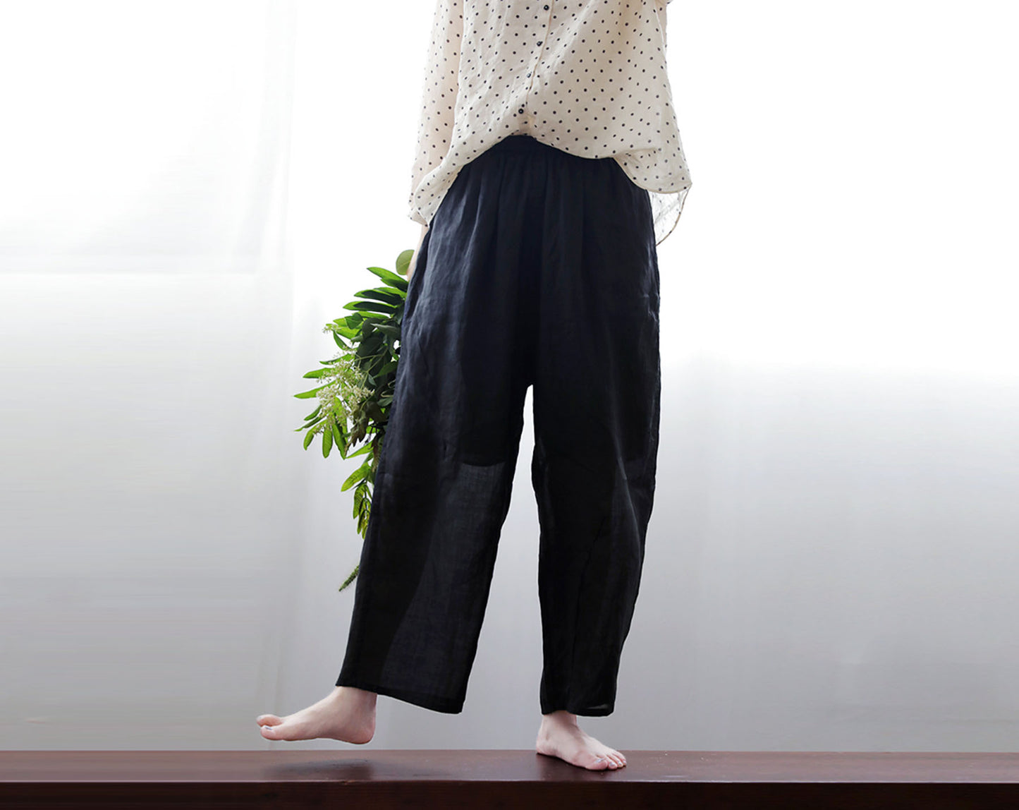 edoa High Counted Ramie Crop Pants
