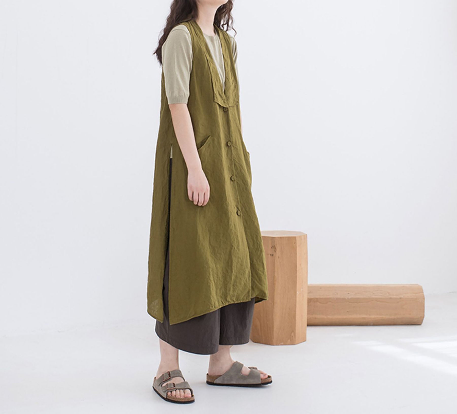 edoa Summer Linen Long Vest