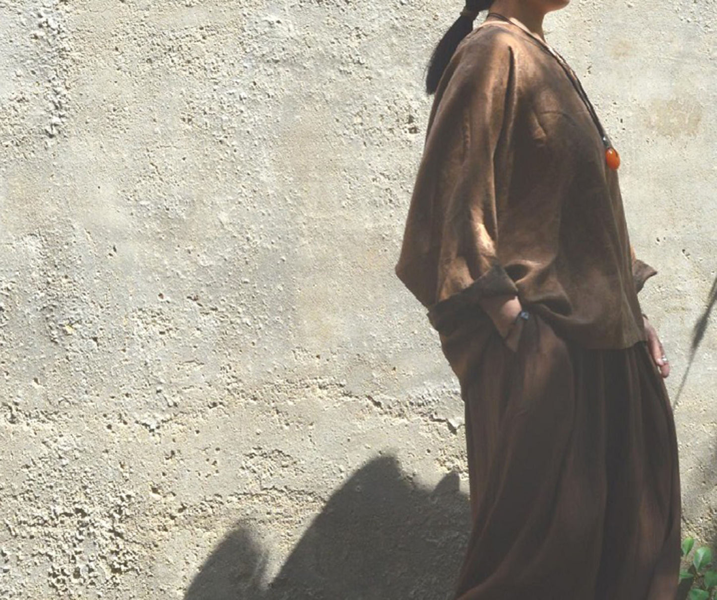 edoa Reversible Loose Fitting Mud Silk Juquard Tunic