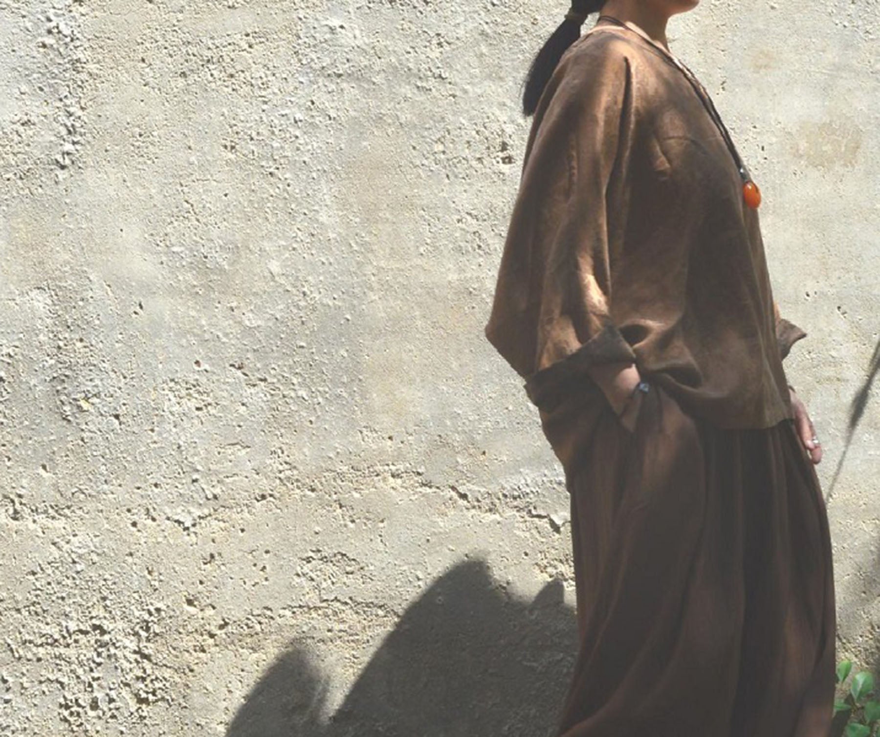 edoa Reversible Loose Fitting Mud Silk Juquard Tunic