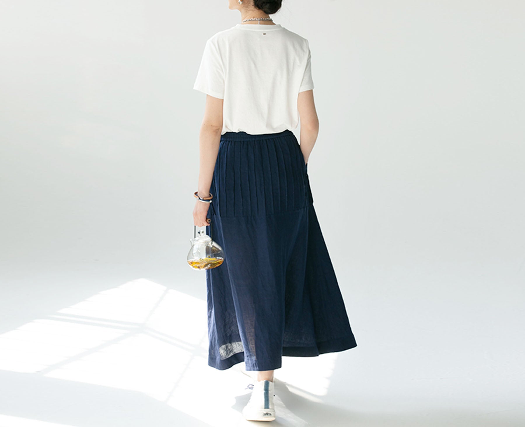 edoa PIntucked Linen A-line Skirt