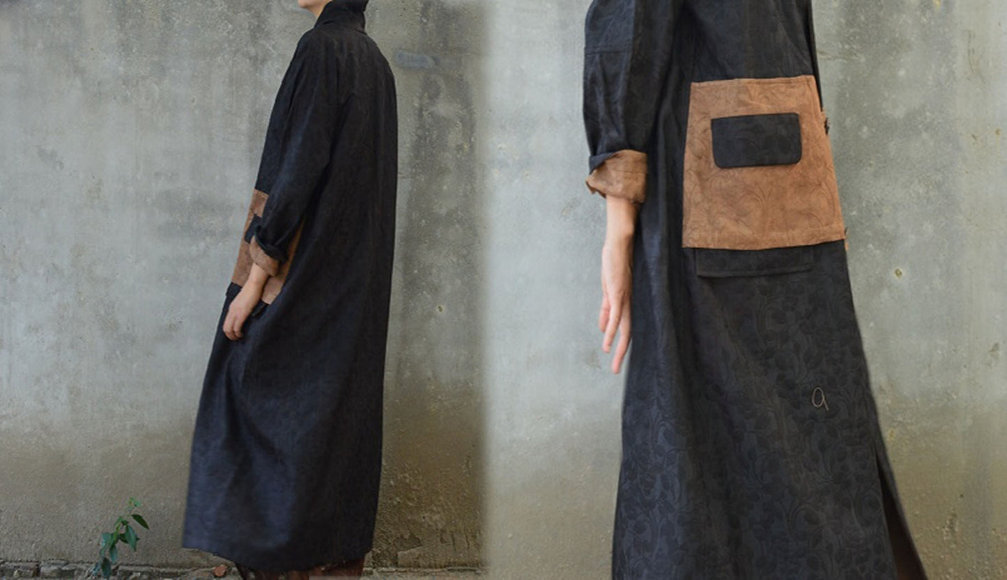 edoa Reversible Double Layer Mud Silk Linen blend Coat 