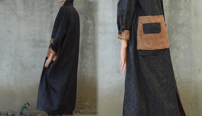 edoa Reversible Double Layer Mud Silk Linen blend Coat 