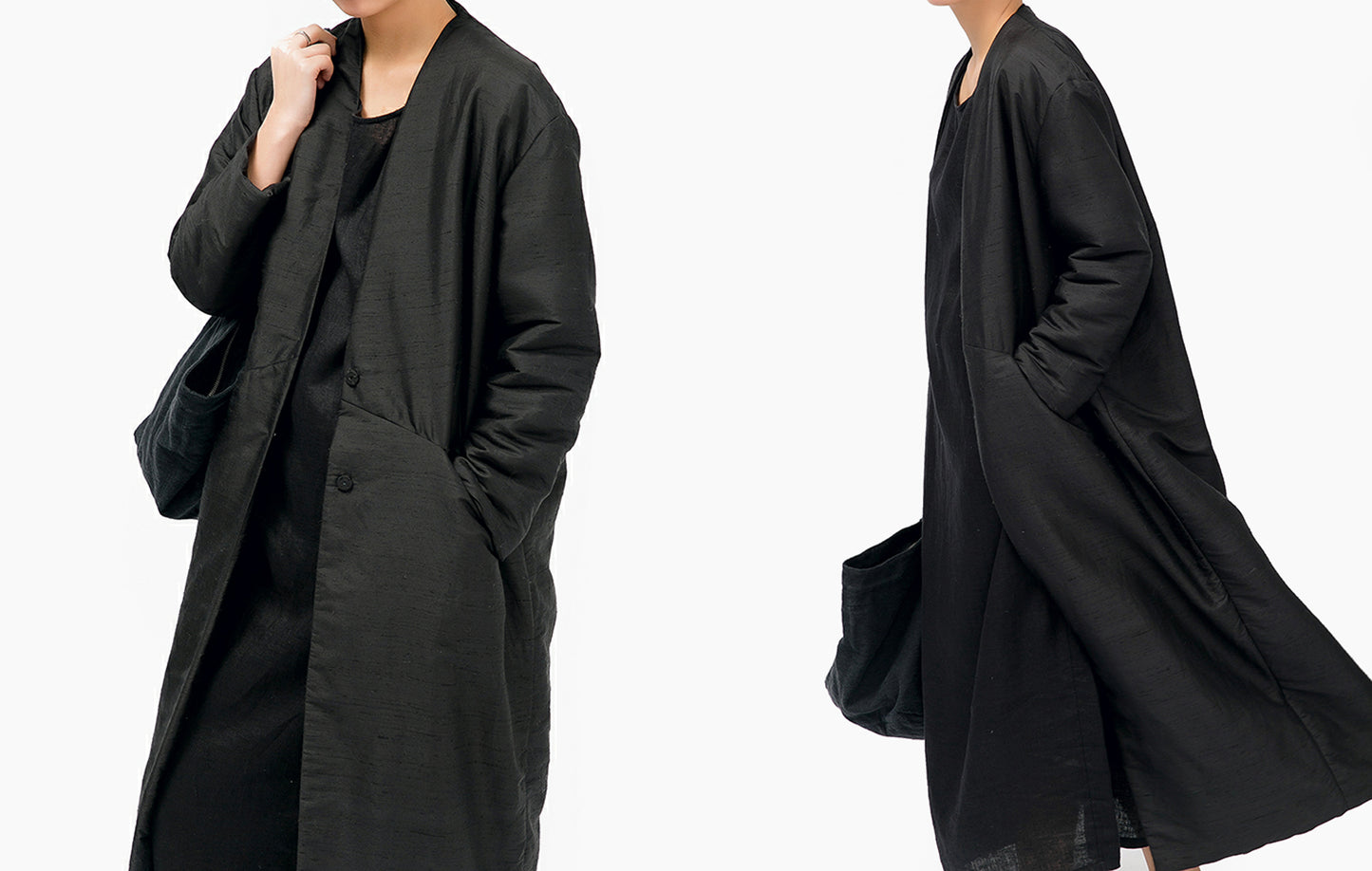 edoa Light Weight Dupioni Silk Padding Coat 