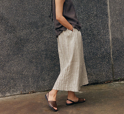 edoa Flax Linen PIntucked Skirt 