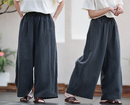 edoa Cracked Mud Silk Wide Leg Pants 