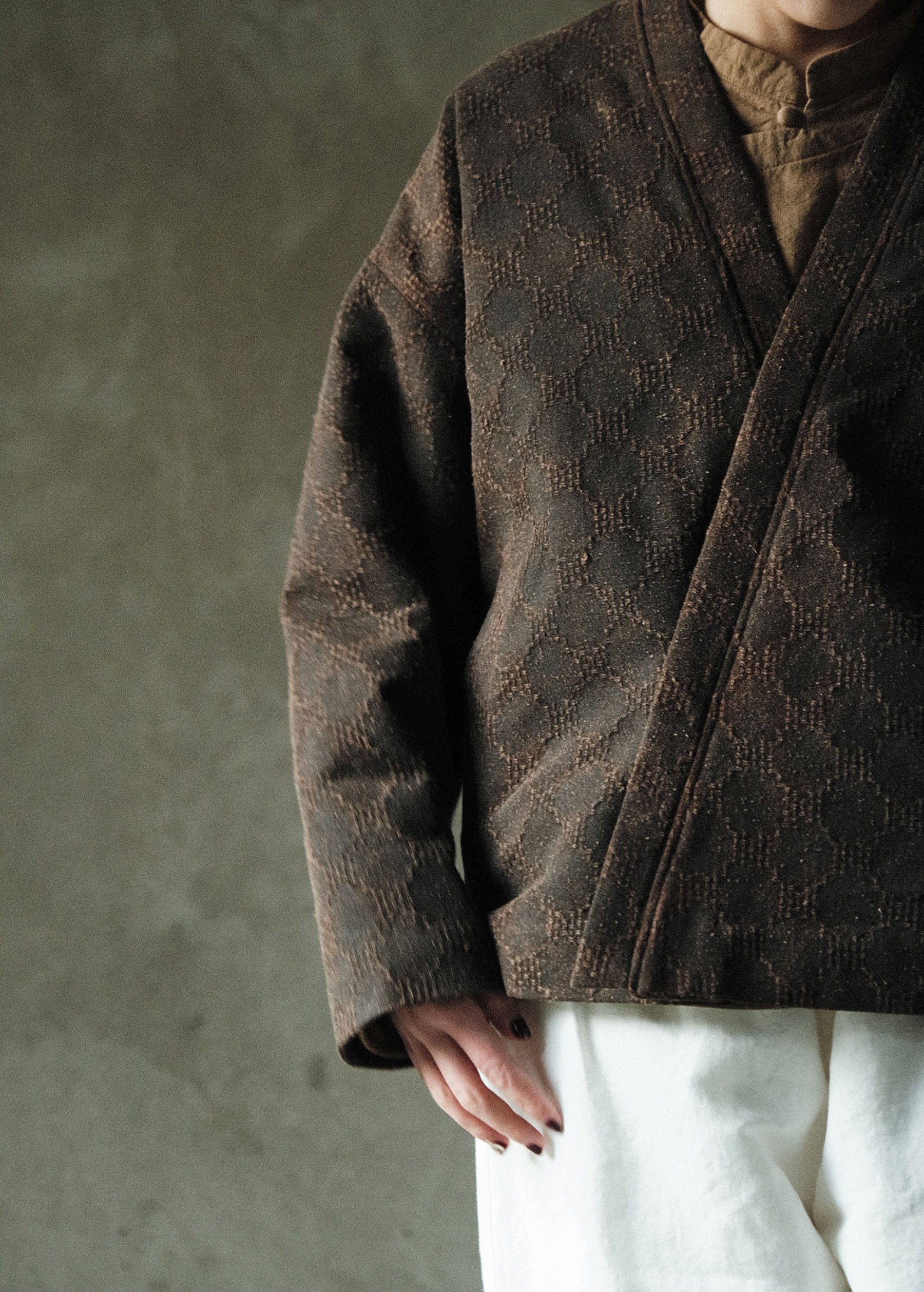 edoa Mud Tussah Silk Jacquard Padded Hanfu Jacket 