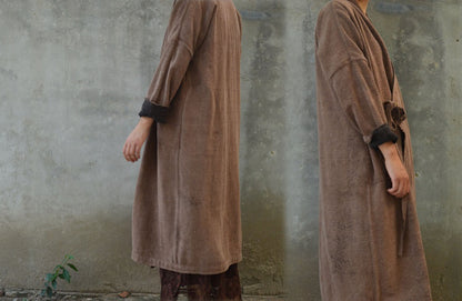 edoa Reversible Tussah Silk Wrap Coat