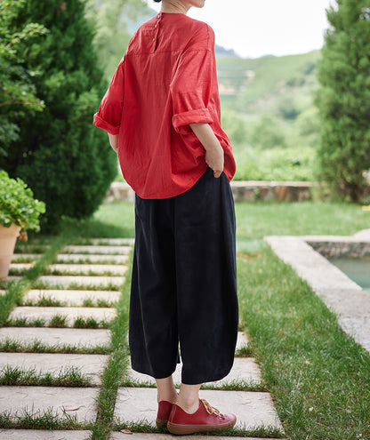 edoa Red Dupioni Silk Shirt 