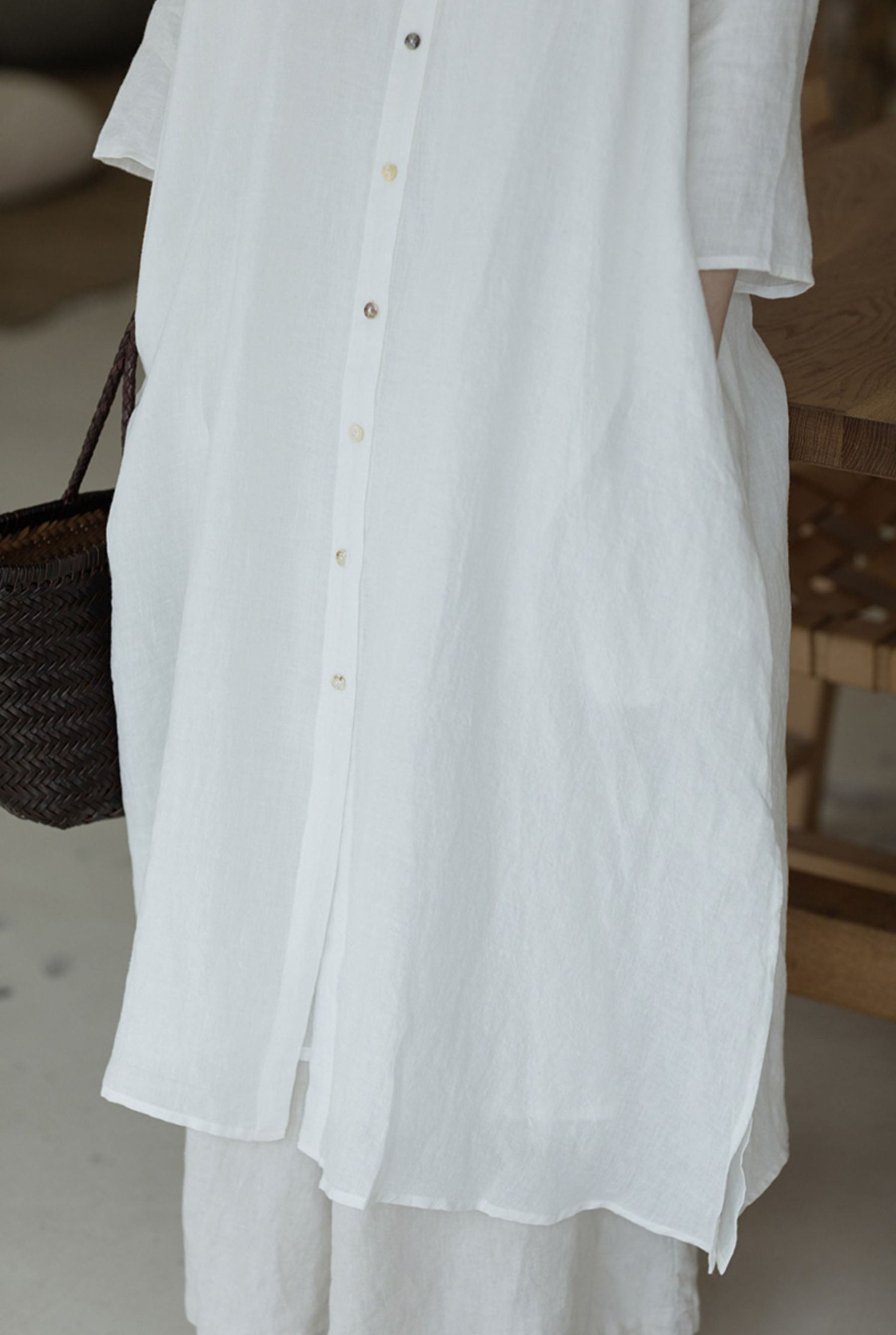 edoa Linen Button Down Shirtdress