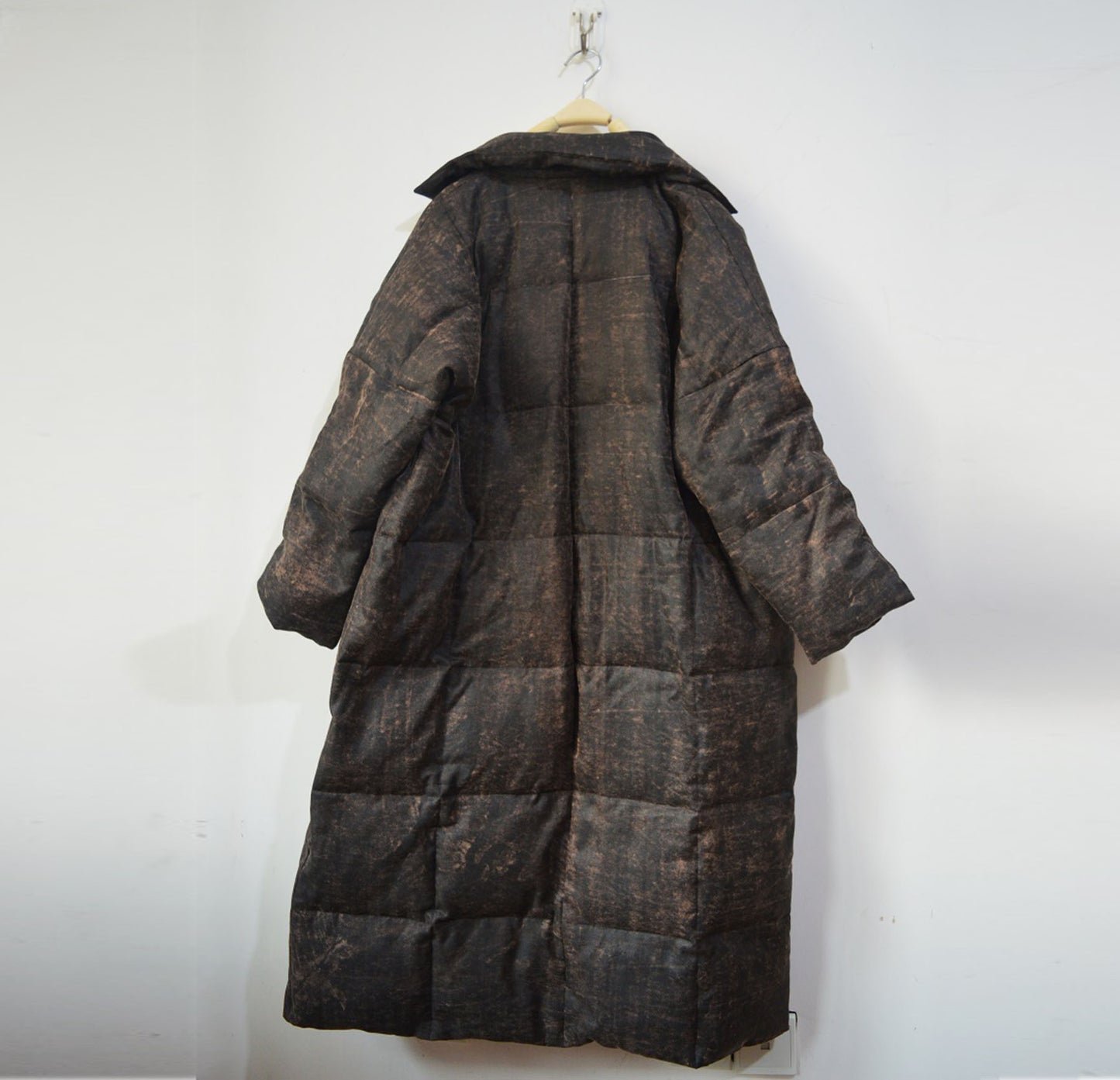 Distressed Goose Down Long Coat co0080 A362