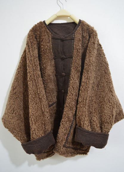 Brown Sherpa Wool Chinese Jacket ja0058 A777