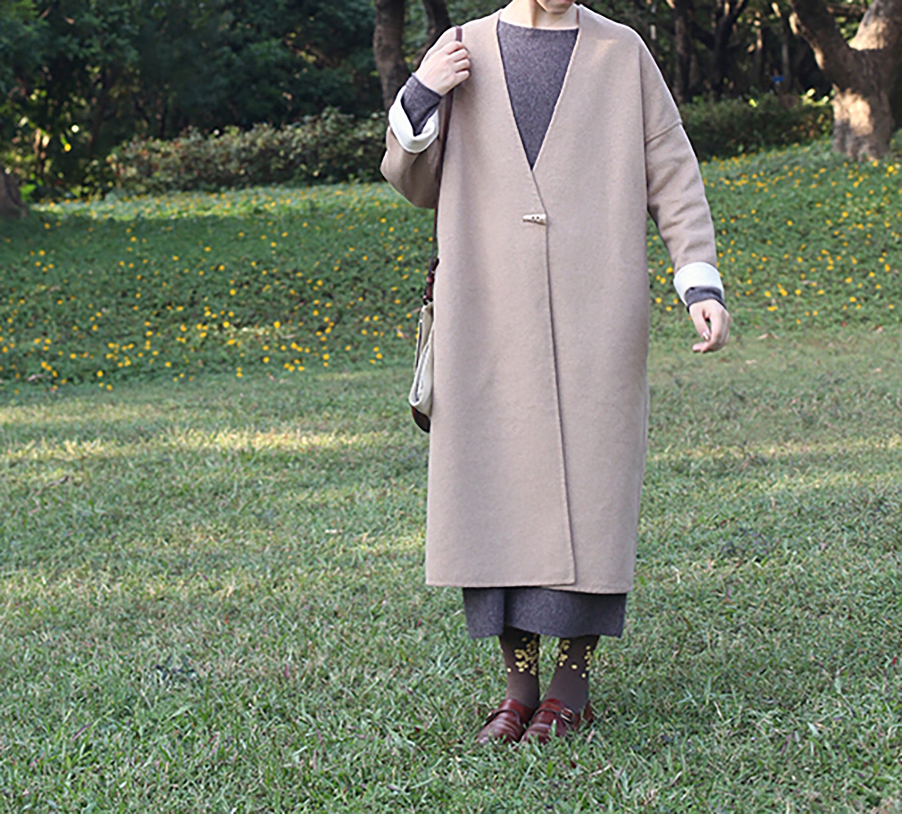 edoa Two-tone Double-faced Wool Coat