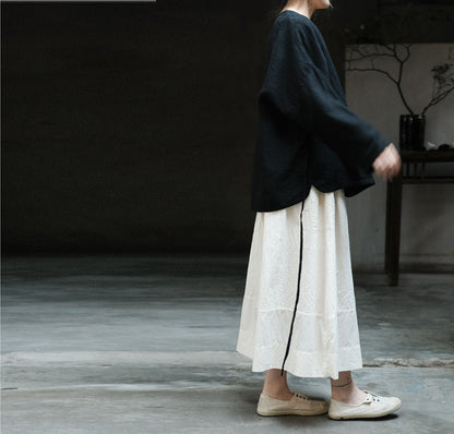 edoa Crinkled Paper Cotton Gathered Lantern Skirt 