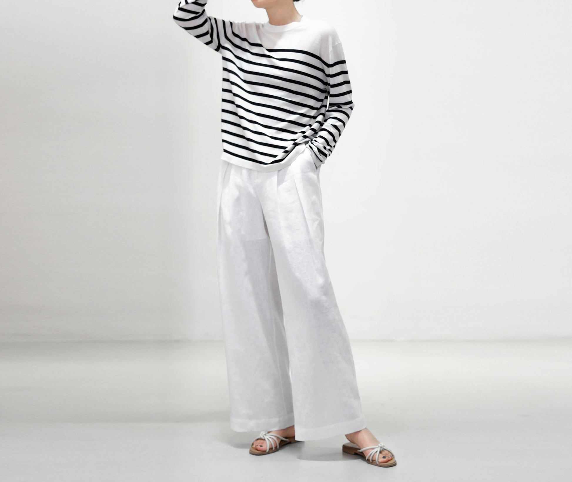 edoa Pink Wide Leg Linen Pants with pockets