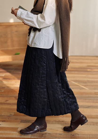 edoa Stone-washed Mulberry Silk Satin A-line Padded Skirt