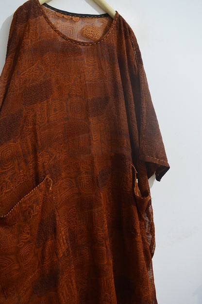 Super Loose Embroidered Mud Silk Chiffon Over Dress dr0134 X286